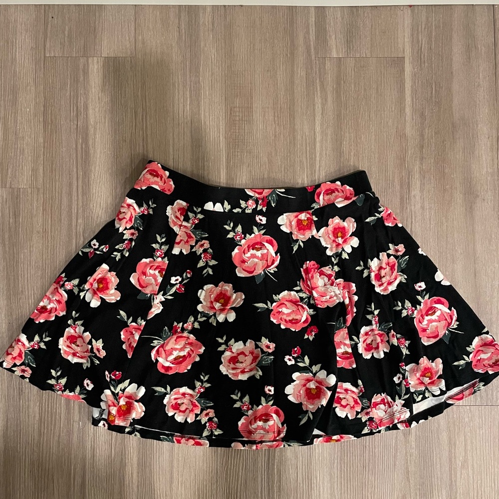 Black Floral Skirt